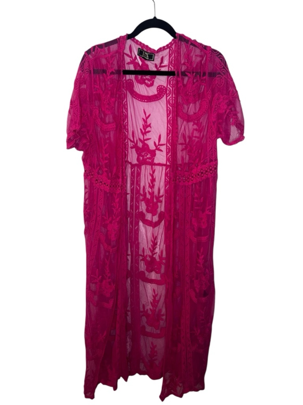 Lucky & Blessed Sheer Fuchsia Lace Kimono